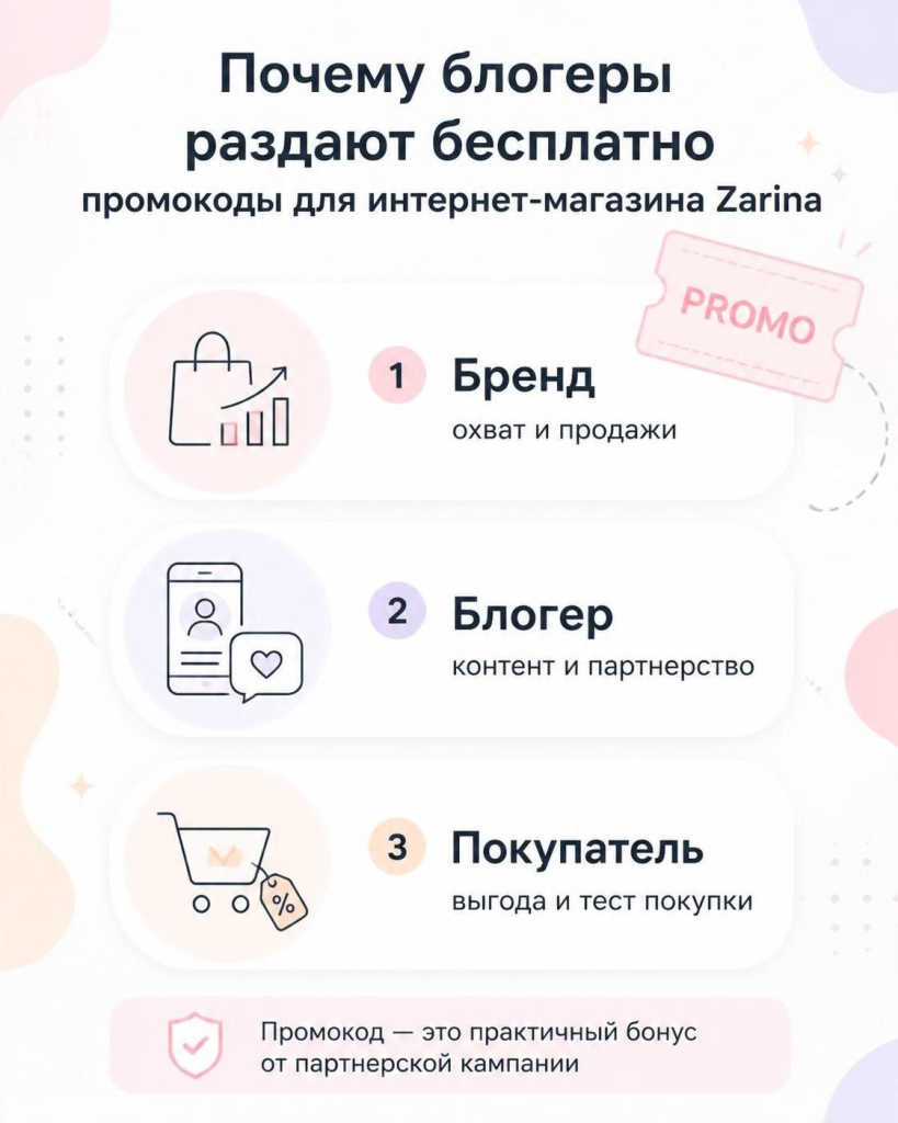 Промокоды интернет-магазина Зарина от блогеров