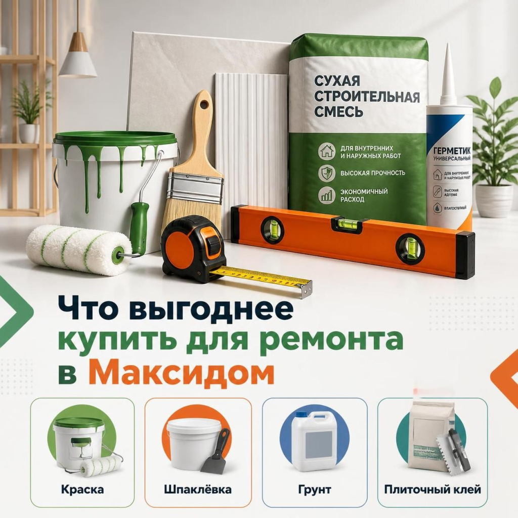 Что выгоднее купить для ремонта в Максидом