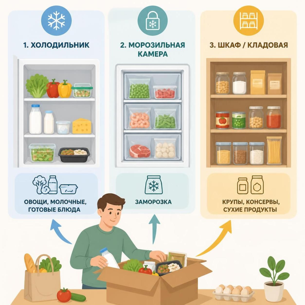 Хранение продуктов после доставки