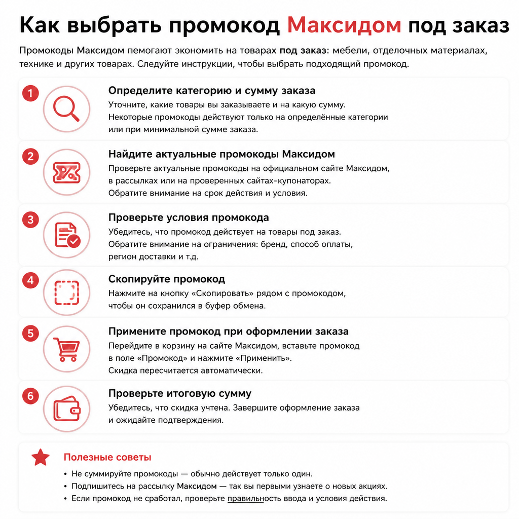 Как выбрать промокод Максидом под заказ