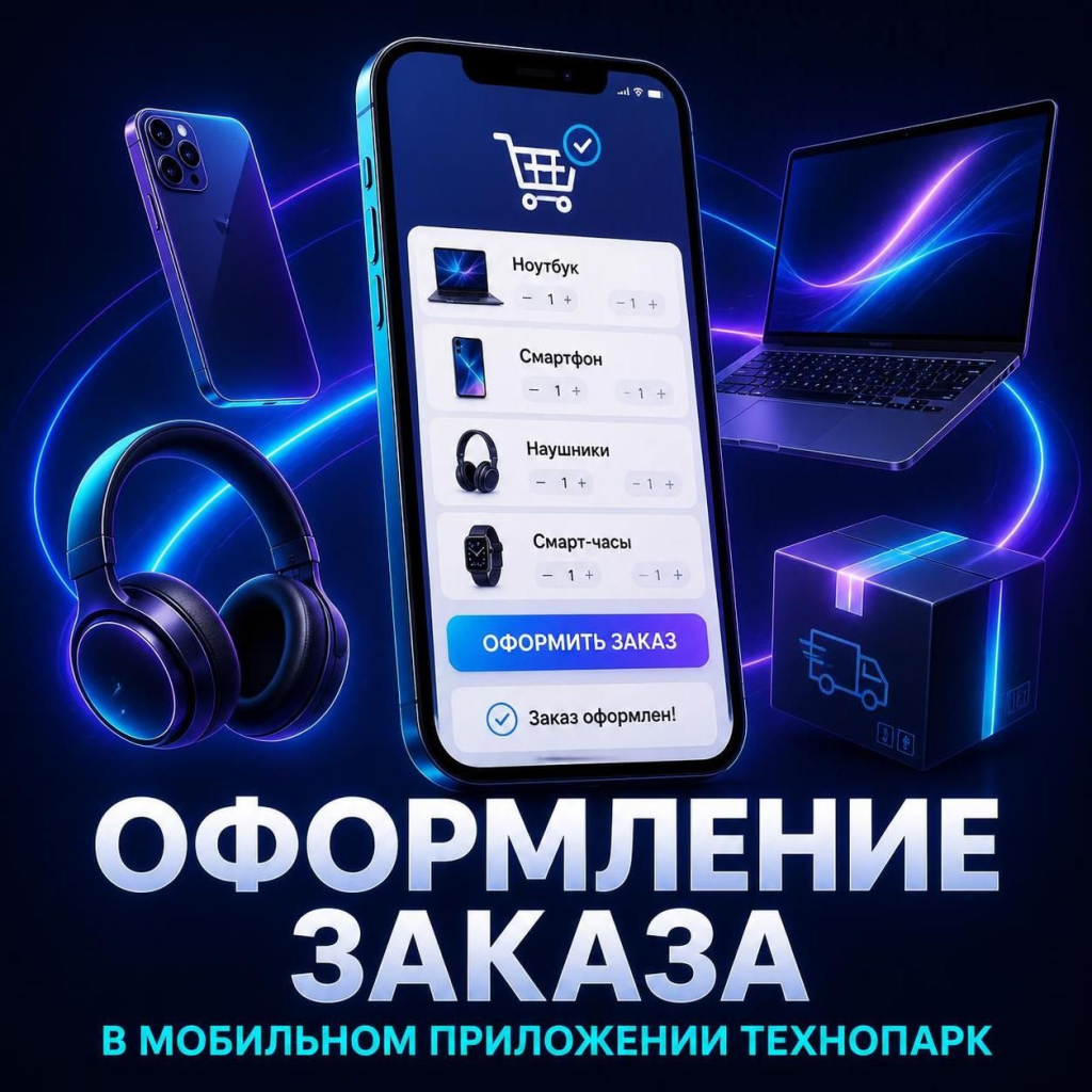 Оформление заказа в мобильном приложении Технопарк