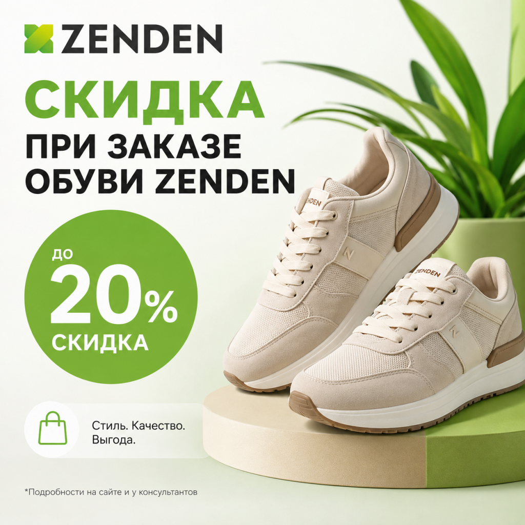Скидка при заказе обуви Zenden