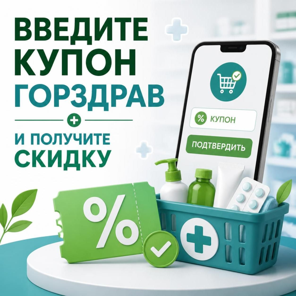 Ввести купон Горздрав для заказа