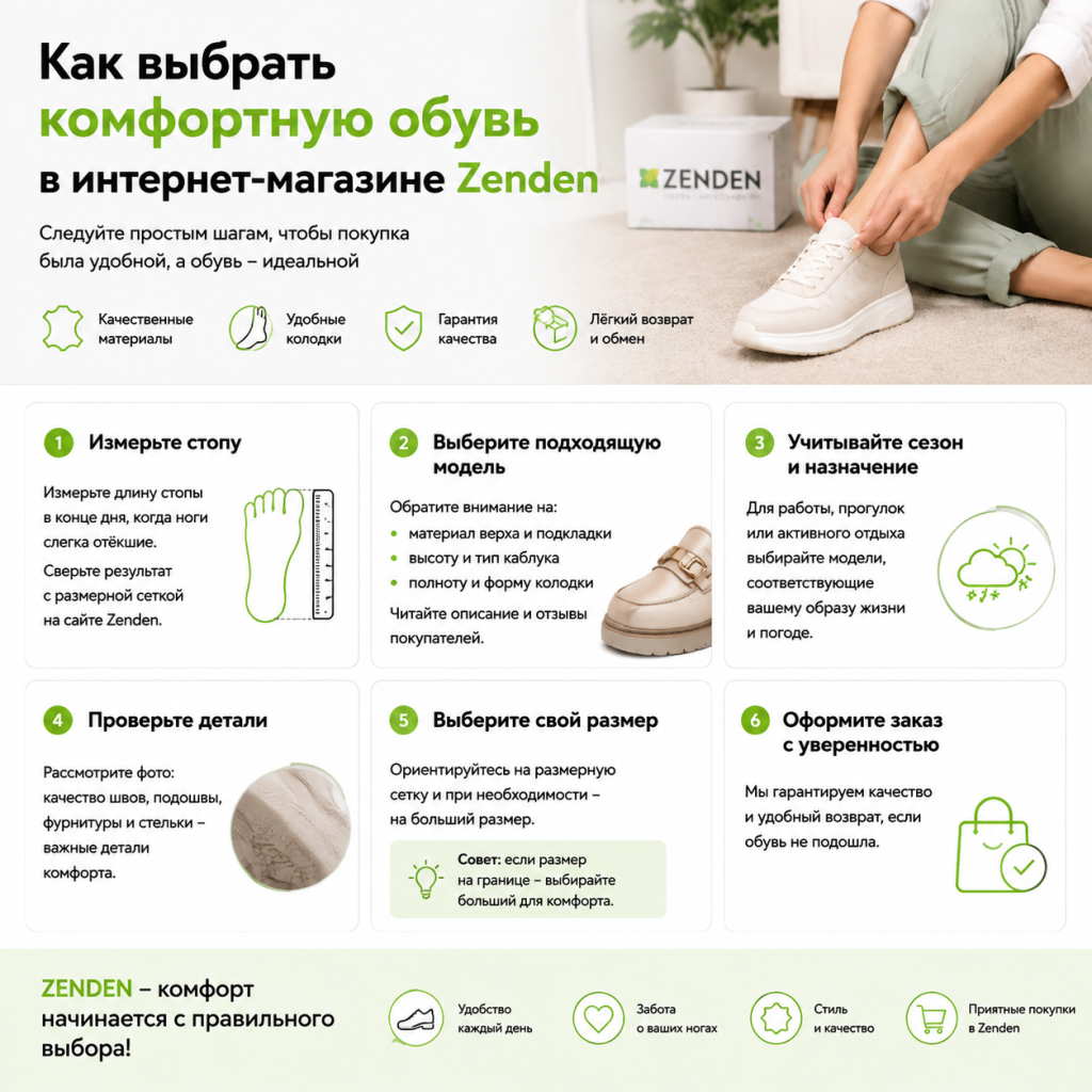 Выбор обуви в интернет-магазине Zenden