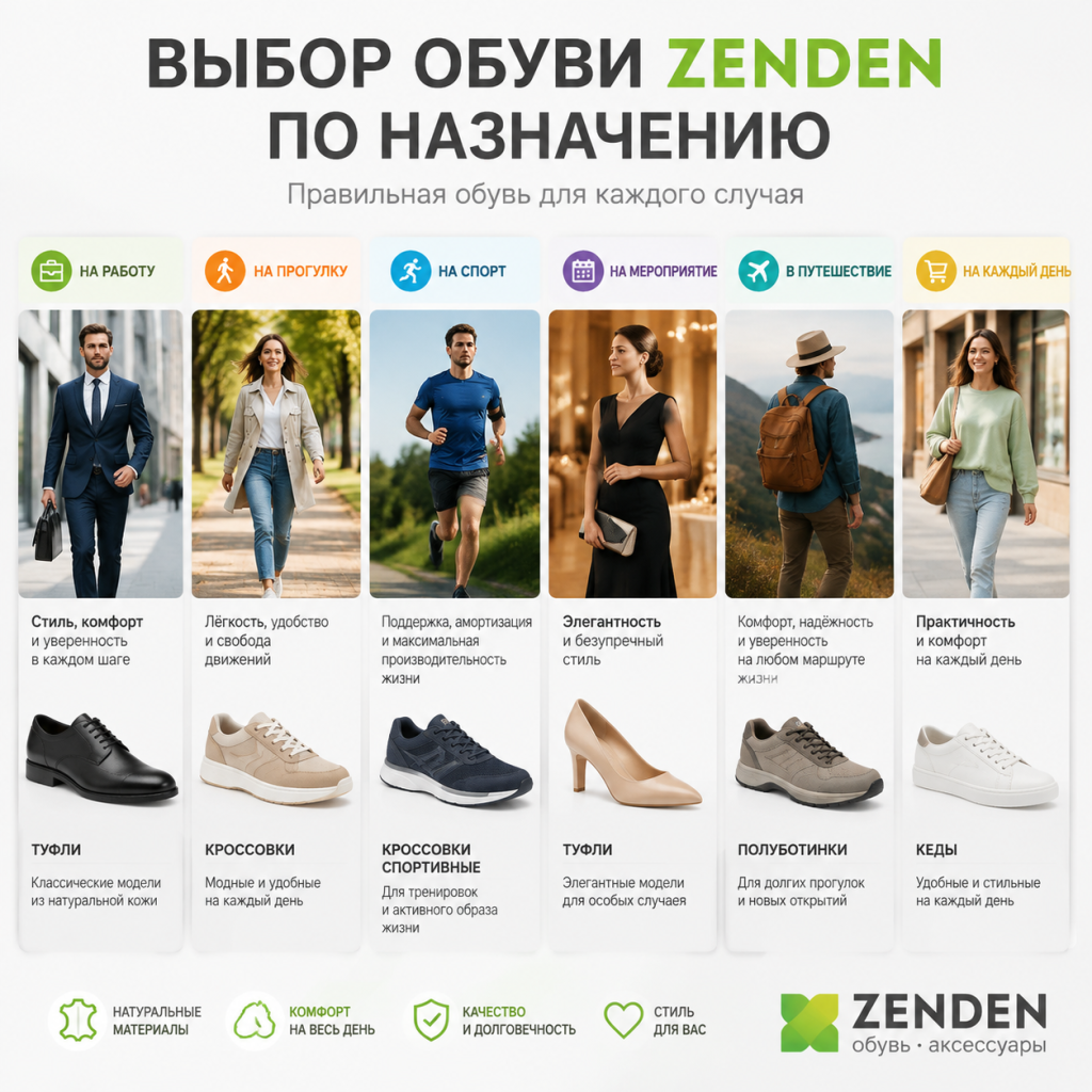 Выбор обуви Zenden по назначению