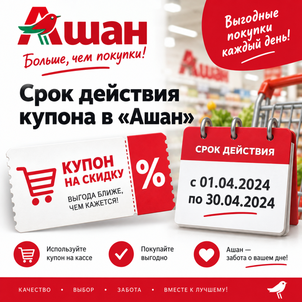 Срок действия купона в «Ашан»